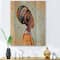Designart - Portrait of Afro American Woman With Turban III - Modern Print on Natural Pine Wood